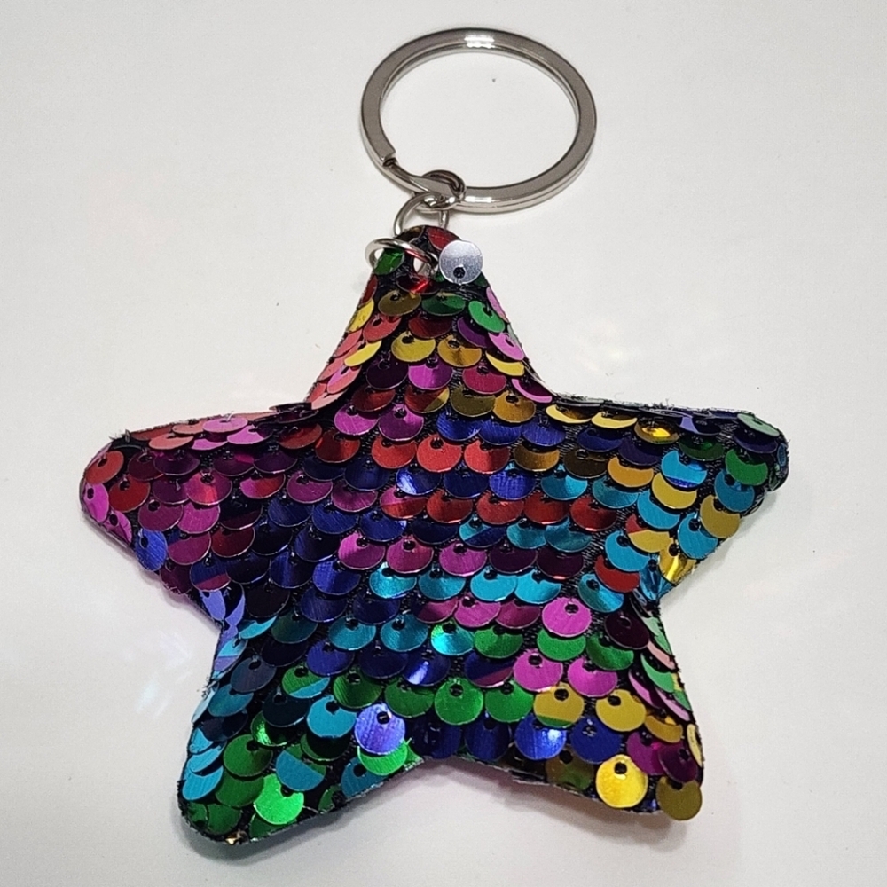 Star Sequin Keychain Crafts Supply DIY Bag Charm Junk Journal Crafters Accessory